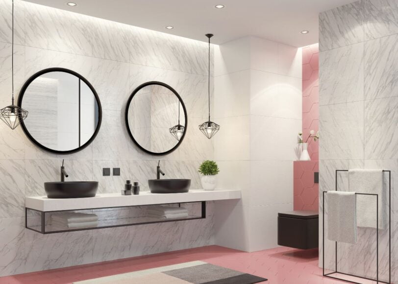 Zwarte badkamer spiegel