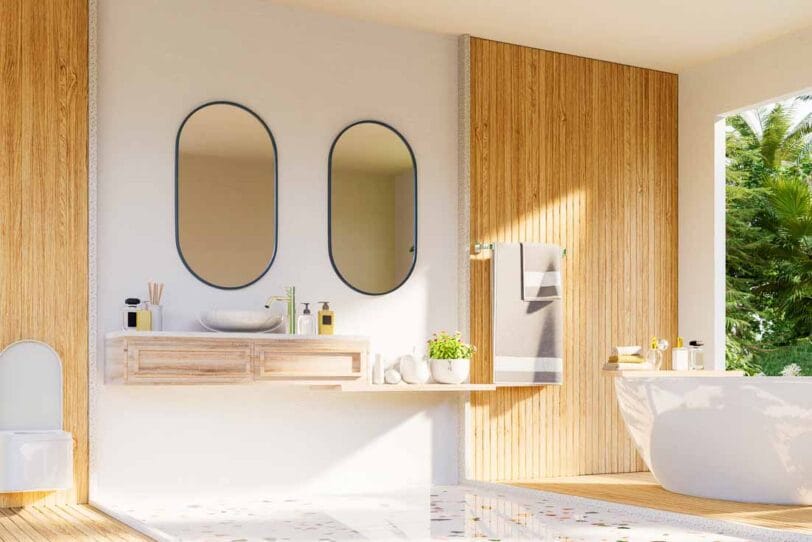 Ovale spiegels in de badkamer