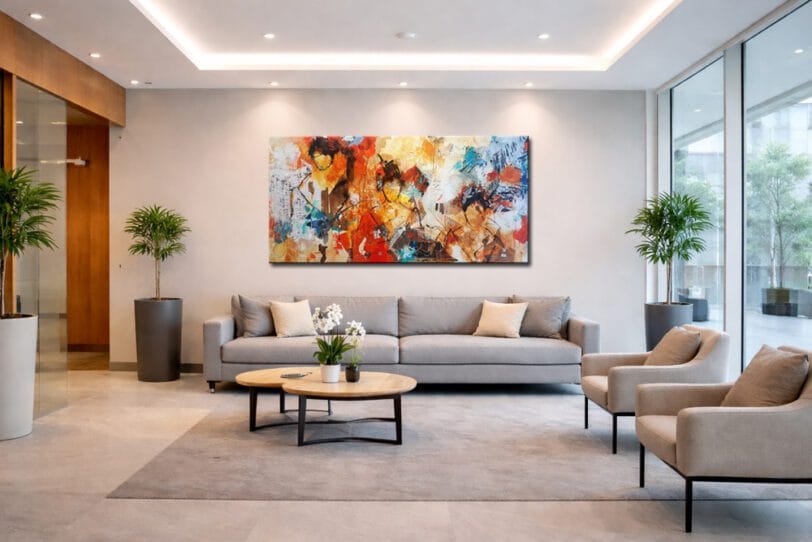 Woonkamer schilderij aan de muur