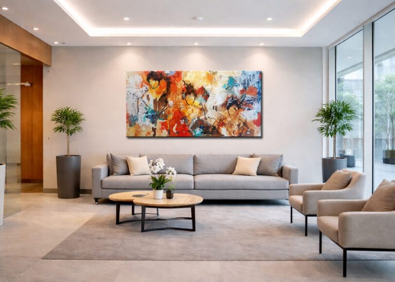 Woonkamer schilderij aan de muur