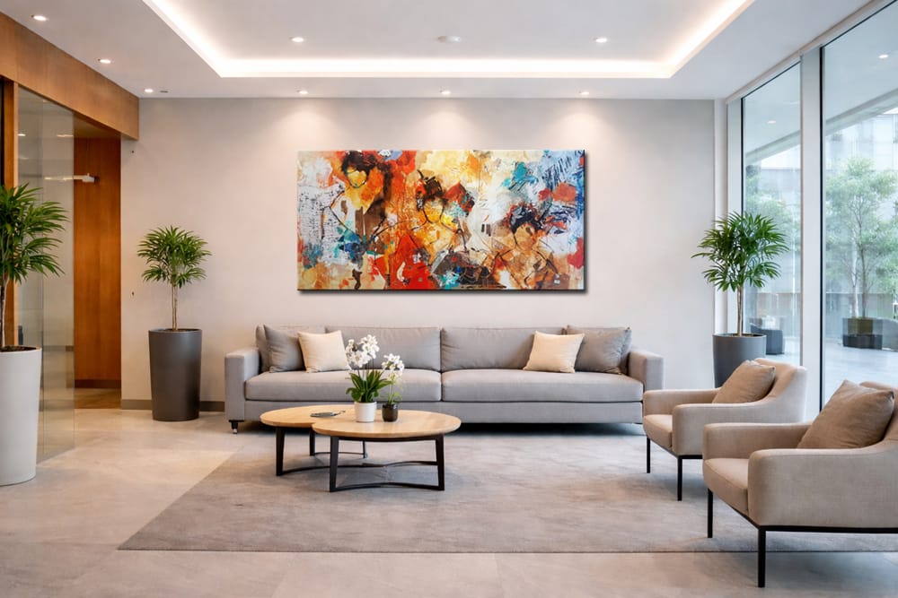 Woonkamer schilderij aan de muur