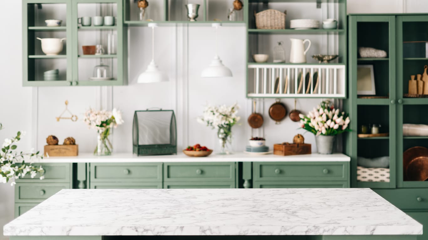 Traditionele keuken in een groene kleur