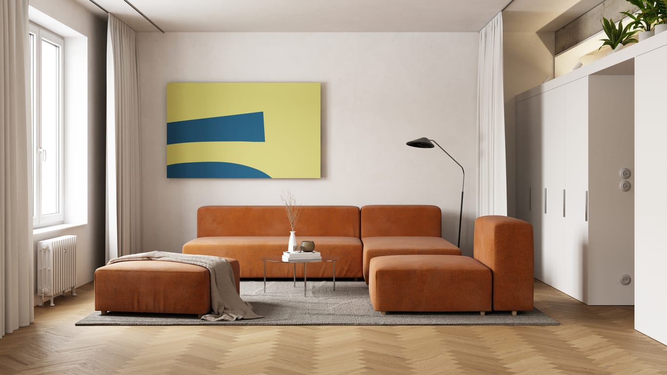 Woonkamer met modulaire inrichting
